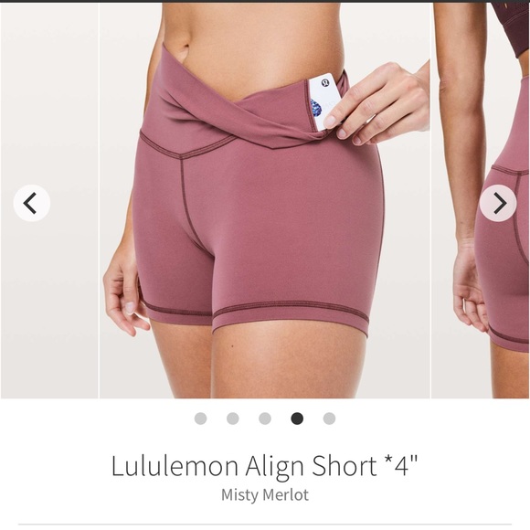 lululemon athletica Pants - Lululemon align shorts 4” misty merlot Sz 8